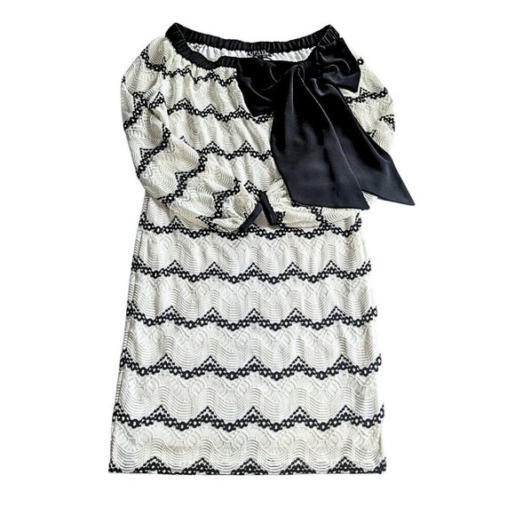 NWT GRAYSE St. John Chevron OffShoulder Wedding MOB MiniDress W1420301 Sz L $550 - Picture 9 of 10